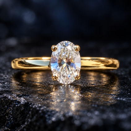 Zlatý prsteň s oválnym diamantom 7x5mm