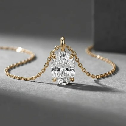 zlaty diamantovy privesok oval 1ct